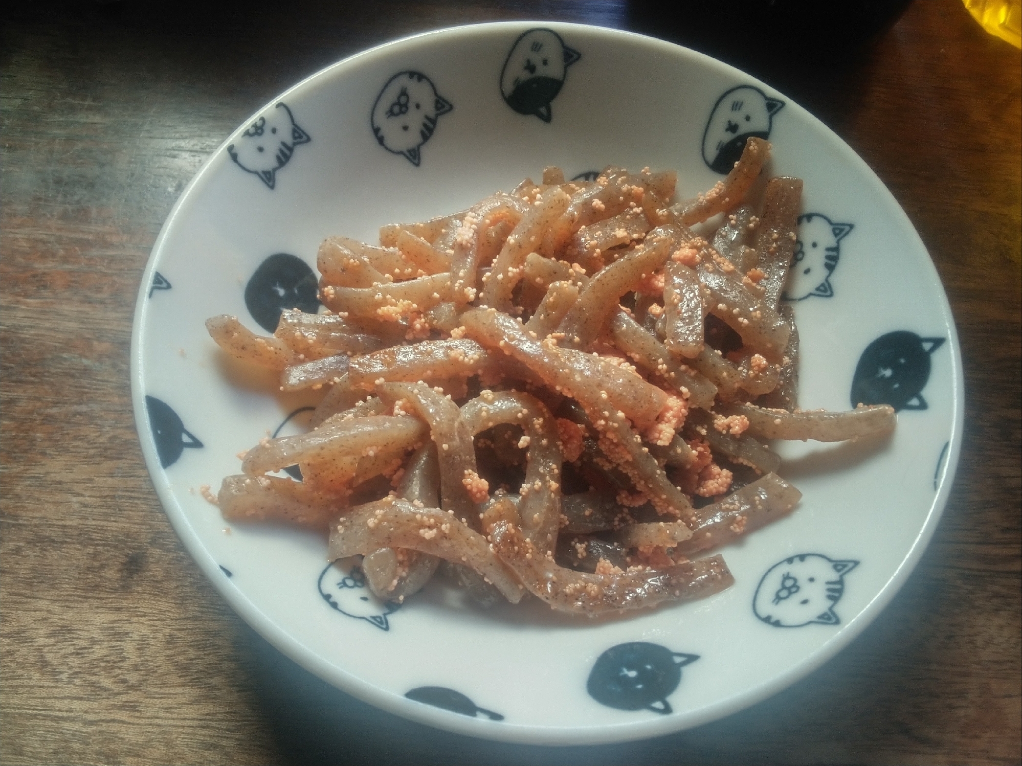 つきこんにゃくの明太子炒め