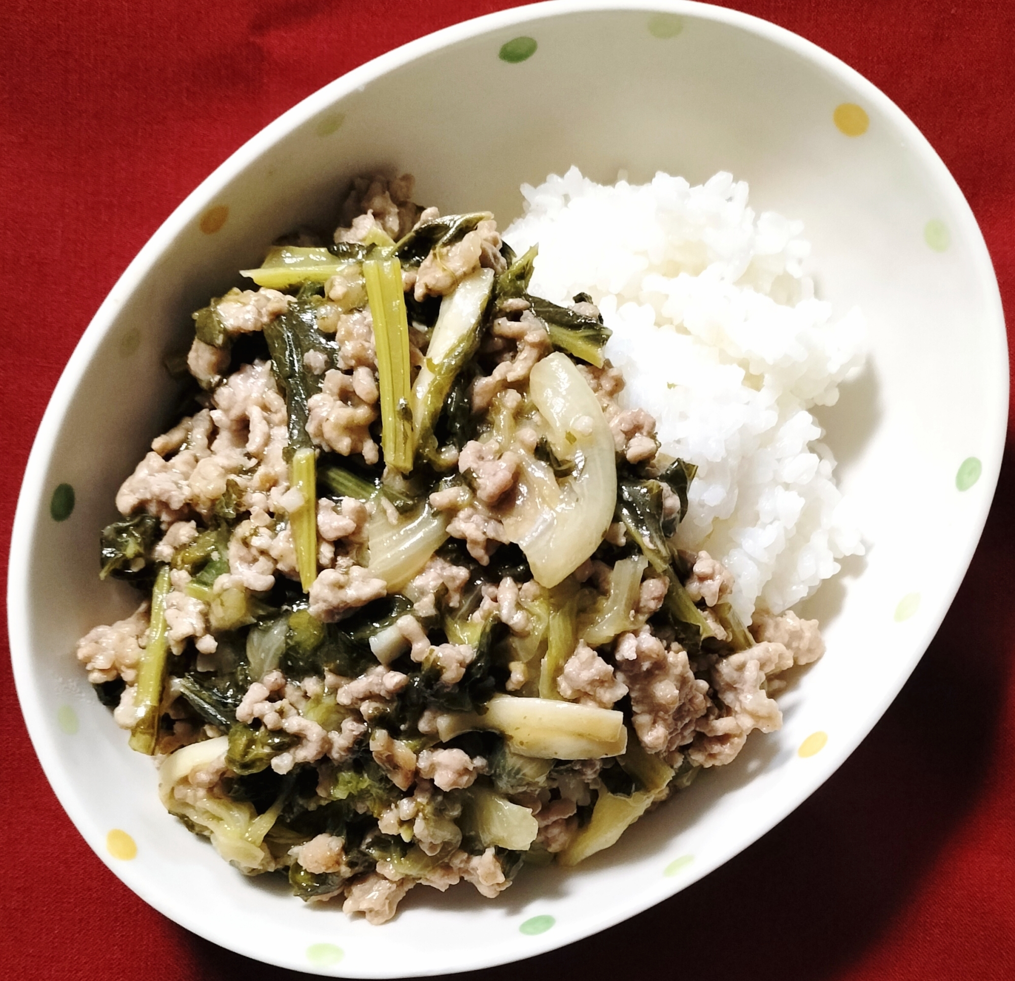 【うまいっ！】かぶの葉のたっぷり餡かけ丼