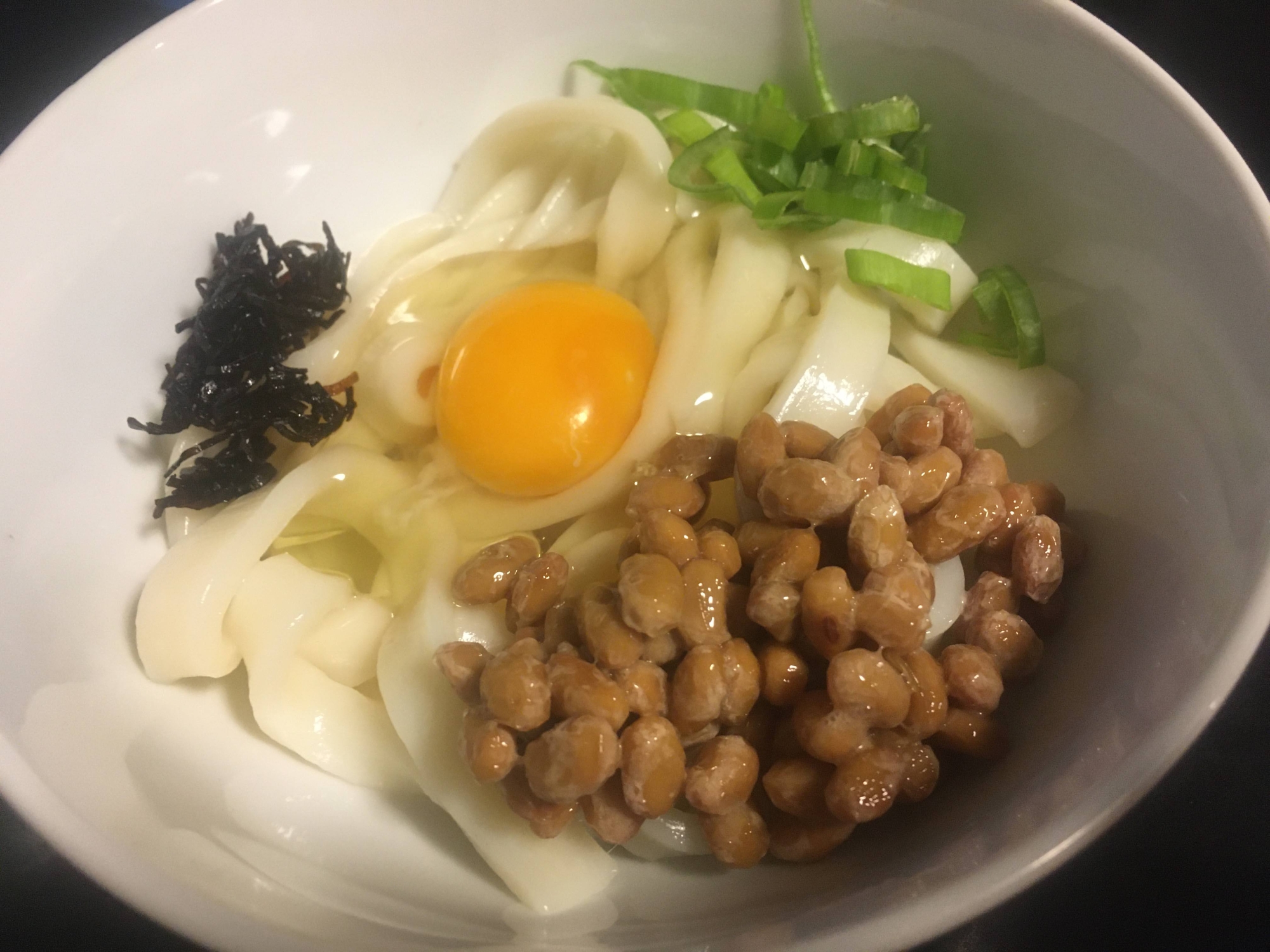 納豆の釜玉きしめん