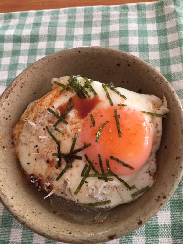 ちりめんじゃこと目玉焼きのスパイス丼