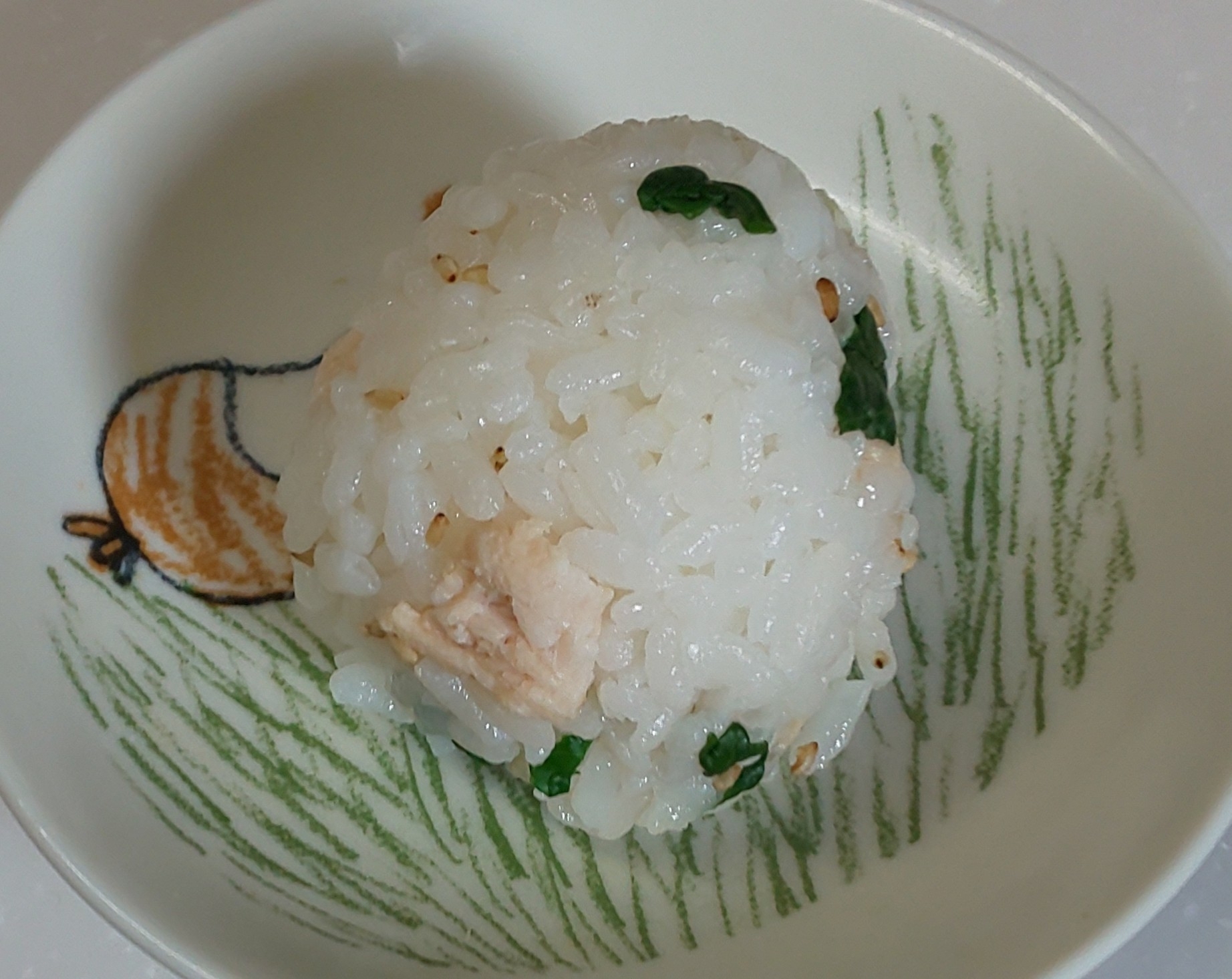 鶏肉☆菜の花のごまおむすび
