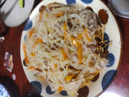 皿うどん風にしてみました。　野菜が高くて^_^;
美味しかったです！レシピありがとうございました(^-^)