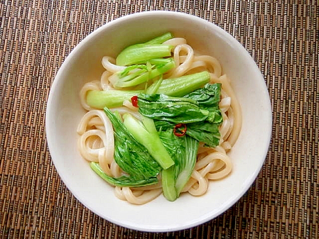 レンジめし★チンゲン菜うどん