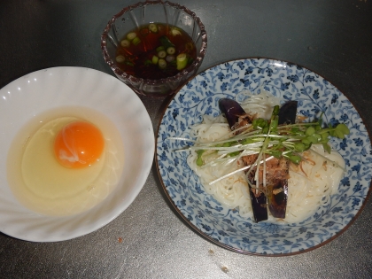 簡単で美味しそう♪　「炒め茄子のそうめん」