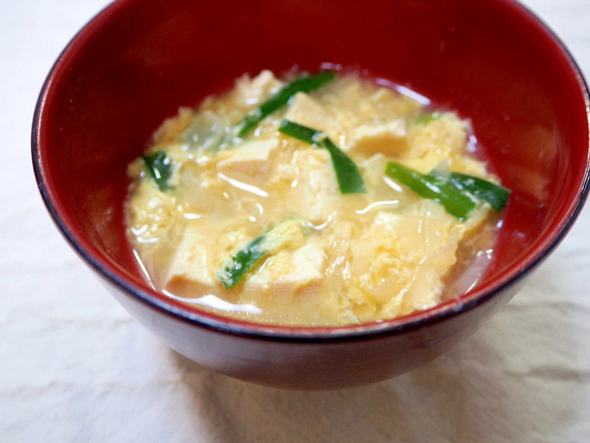 ニラと豆腐の卵スープ
