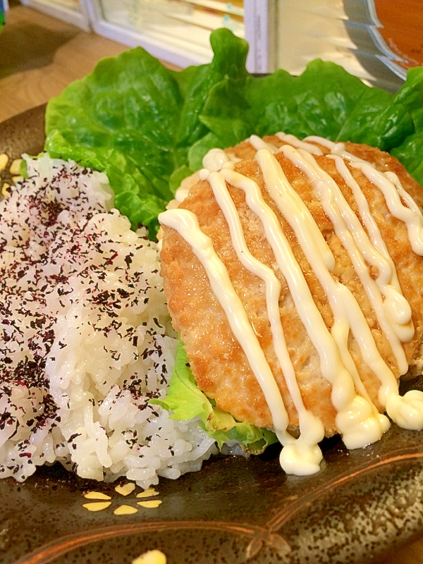 マヨ醤油☆チキンハンバーグ プレート