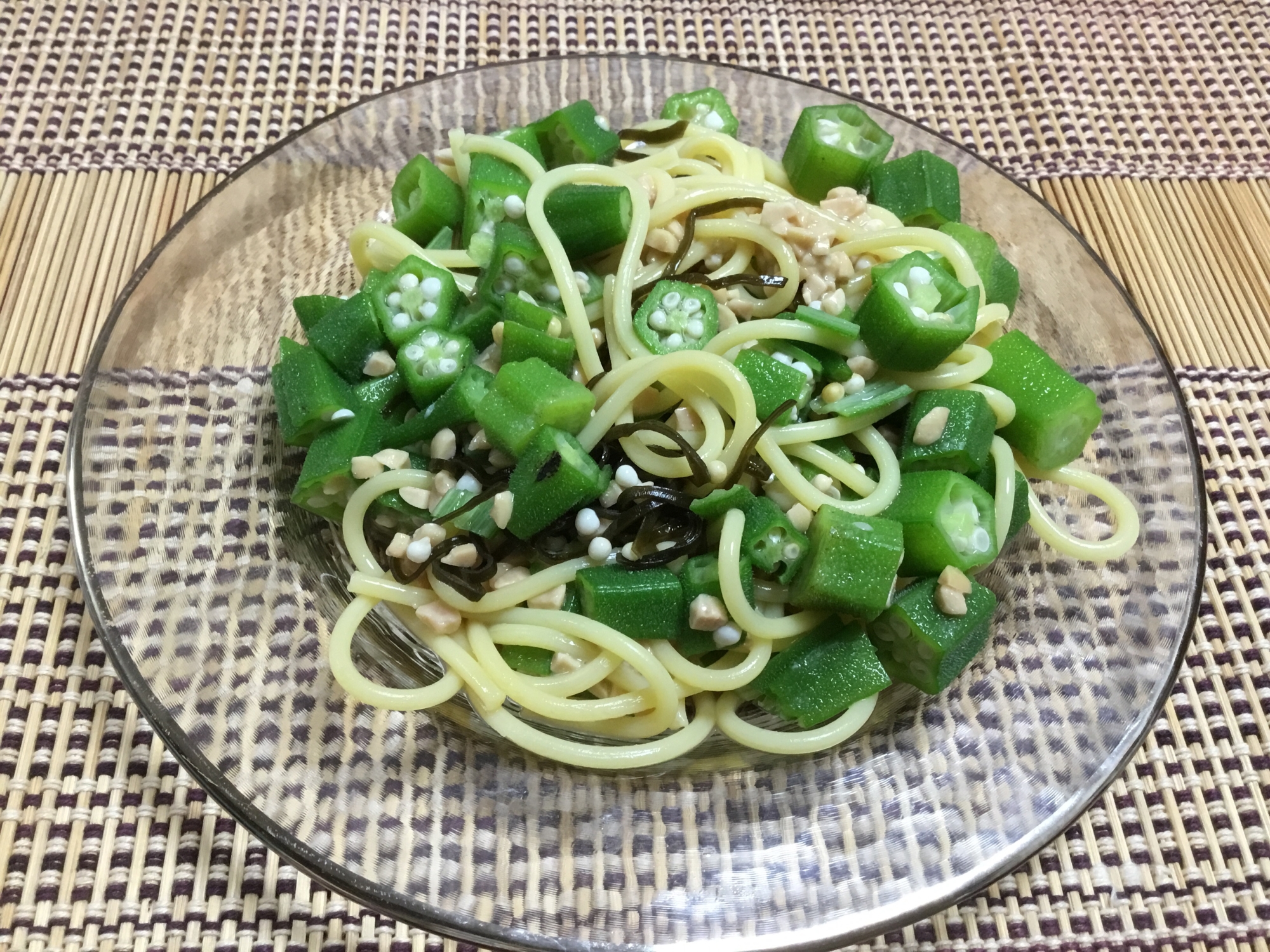 納豆とオクラの冷製パスタ