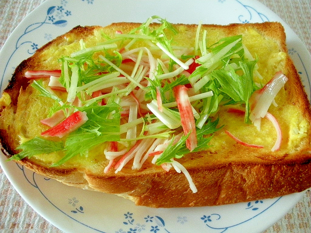 ☆水菜とカニカマのマヨホットケーキトースト☆