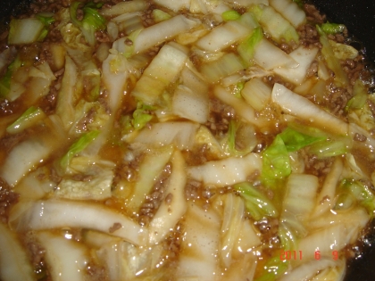 白菜と豚挽肉の中華風炒め