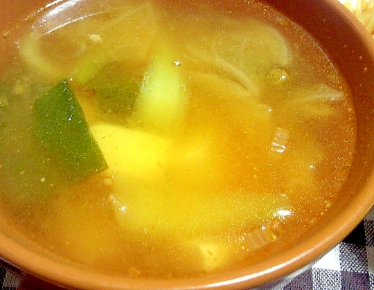 チンゲンサイとキムチの中華スープ