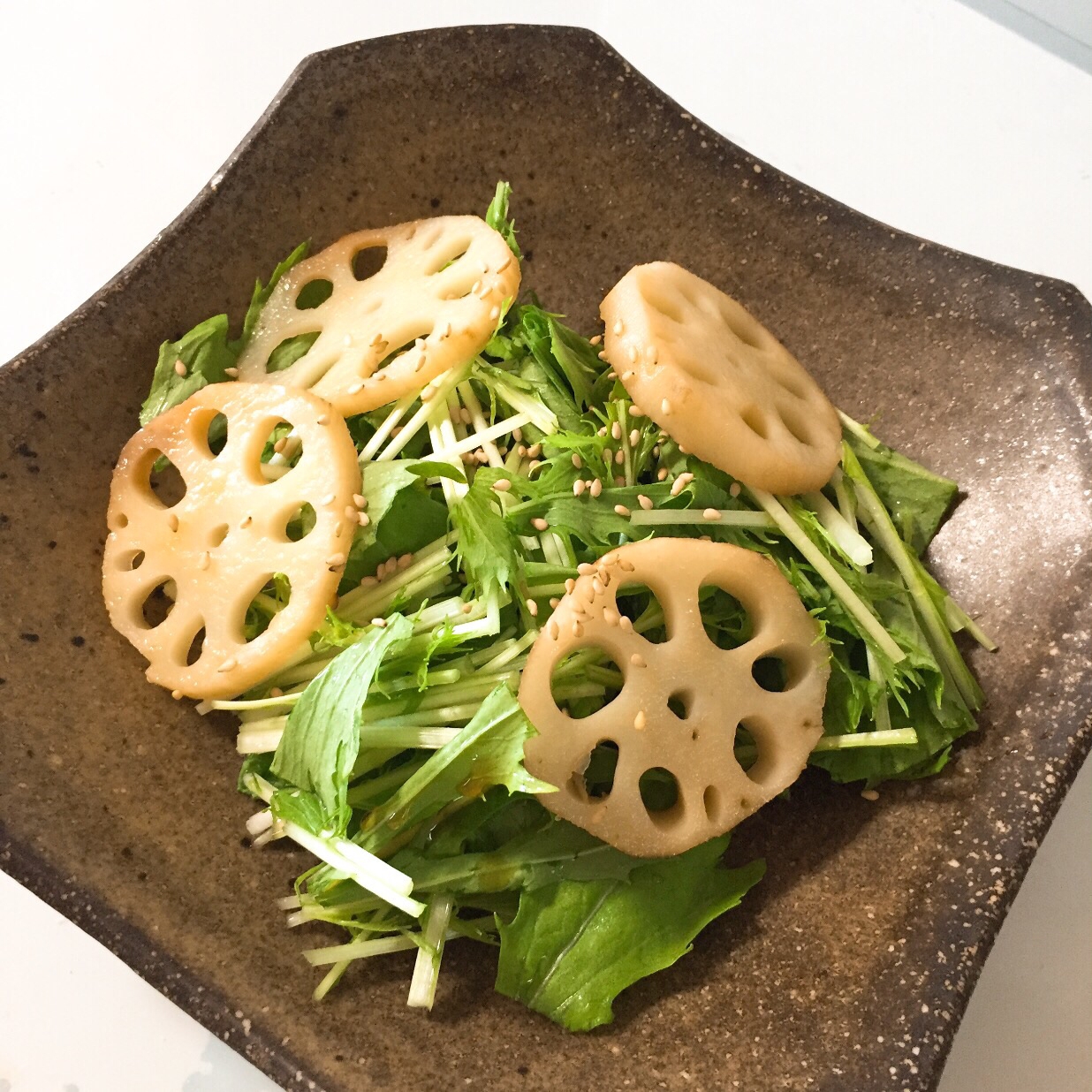 水菜とレンコンのサラダ