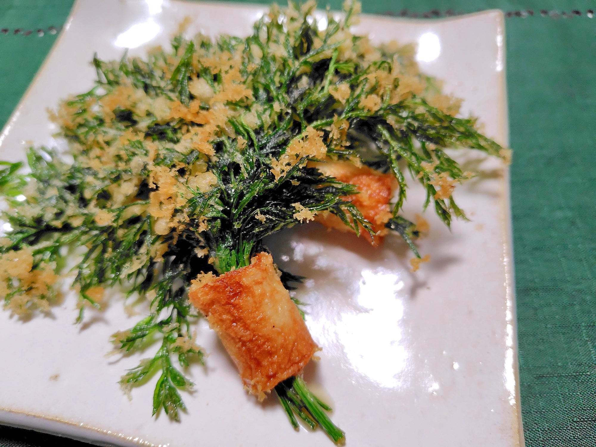 5分で！人参葉で花束天ぷら