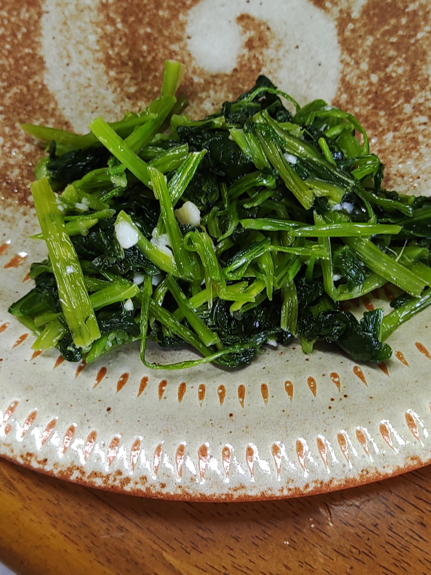 ほうれん草で青菜炒め