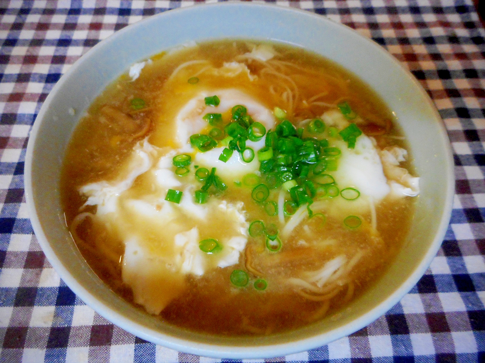 なめこと卵の味噌汁にゅう麺