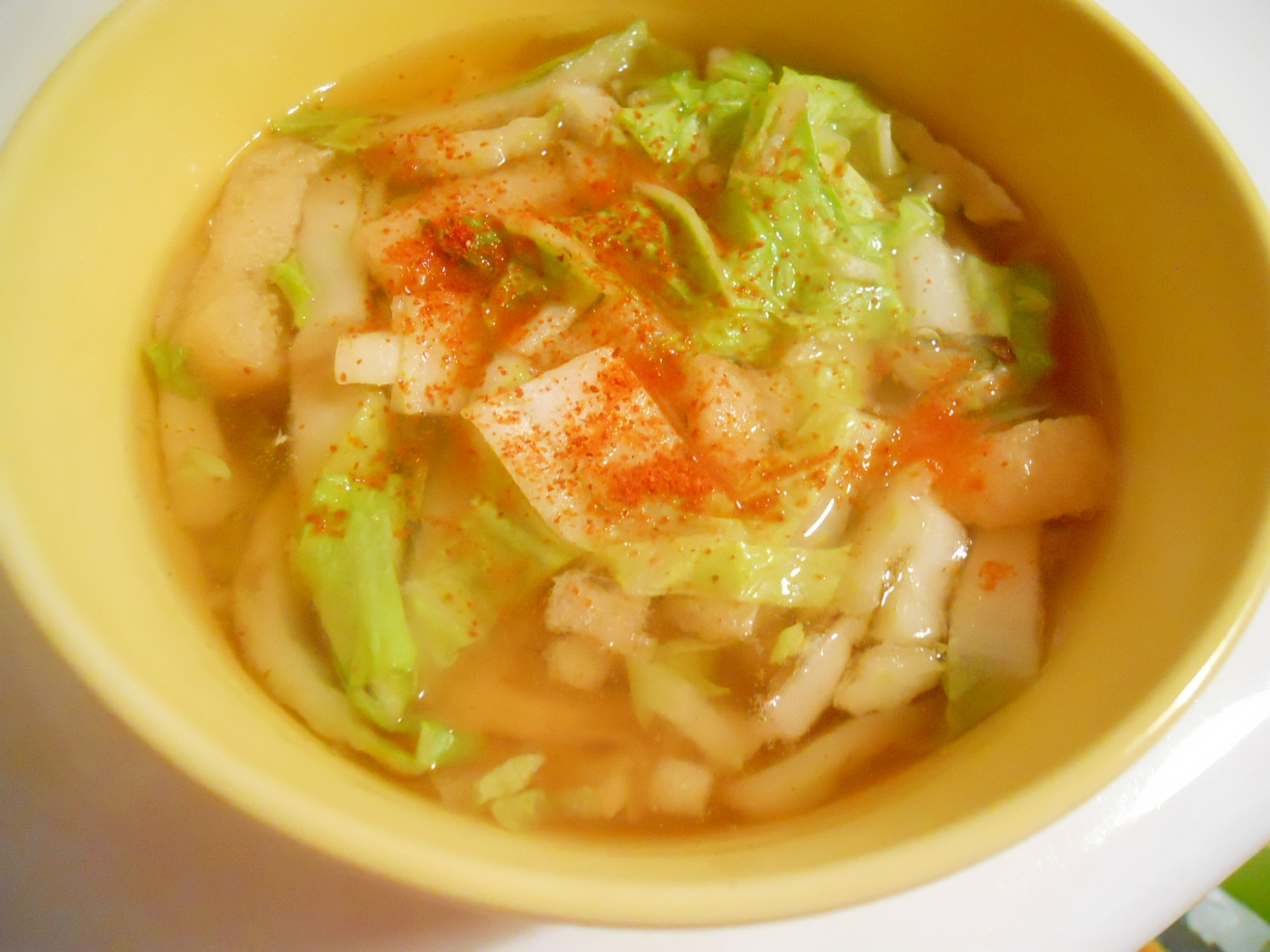 あごだし＆オオバコで☆　白菜たっぷり　うどん