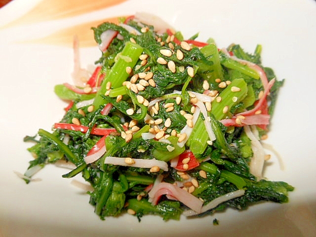 箸休めに~春菊とカニかまの生しょうゆ糀和え