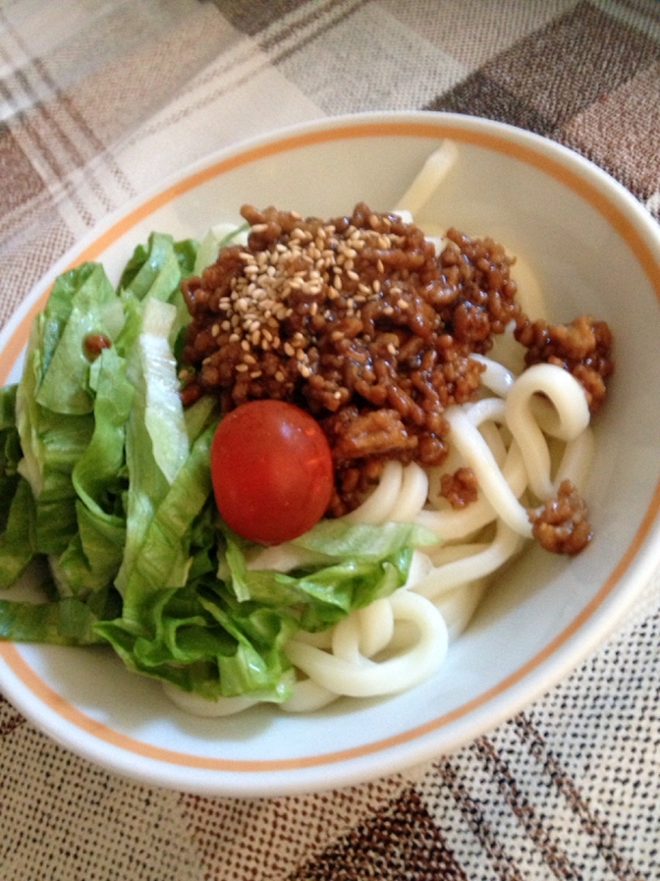 レタスとひき肉のサラダうどん