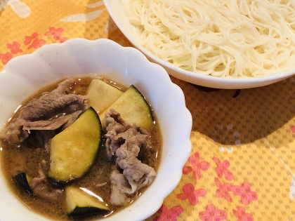 茄子と豚肉のつけめん＊ひやむぎ