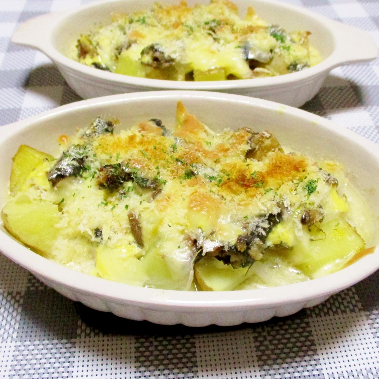 うまっ！新じゃがとオイルサーディンの簡単グラタン