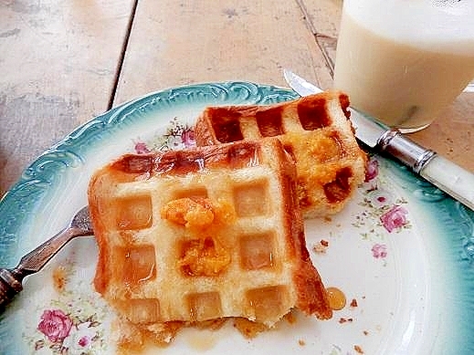 タカキベーカリーのパンで、ワッフルトースト風