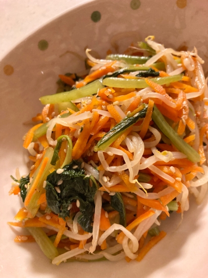 栄養たっぷり♡小松菜ともやしとにんじんの3色ナムル
