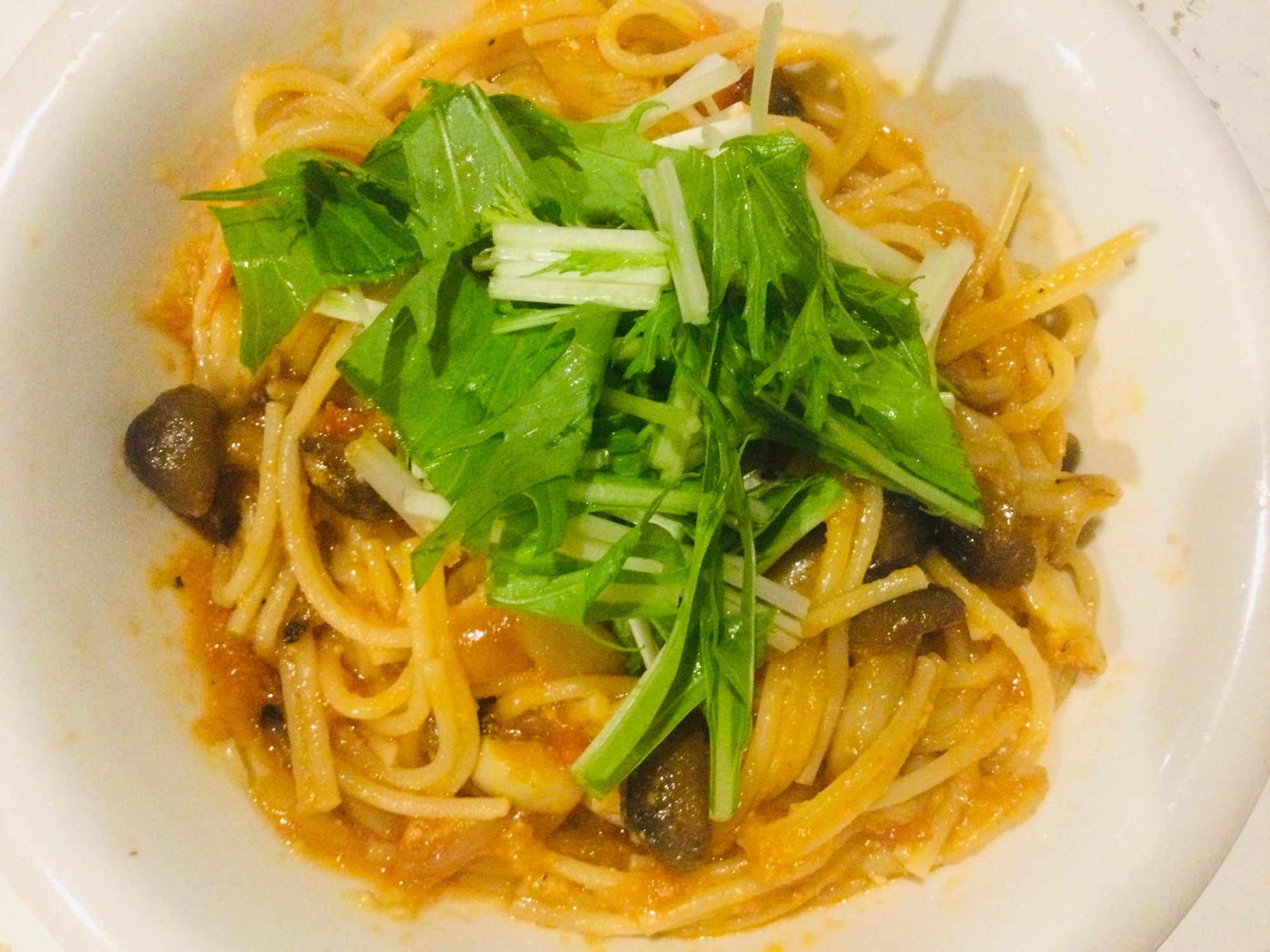 しめじと水菜のパスタ