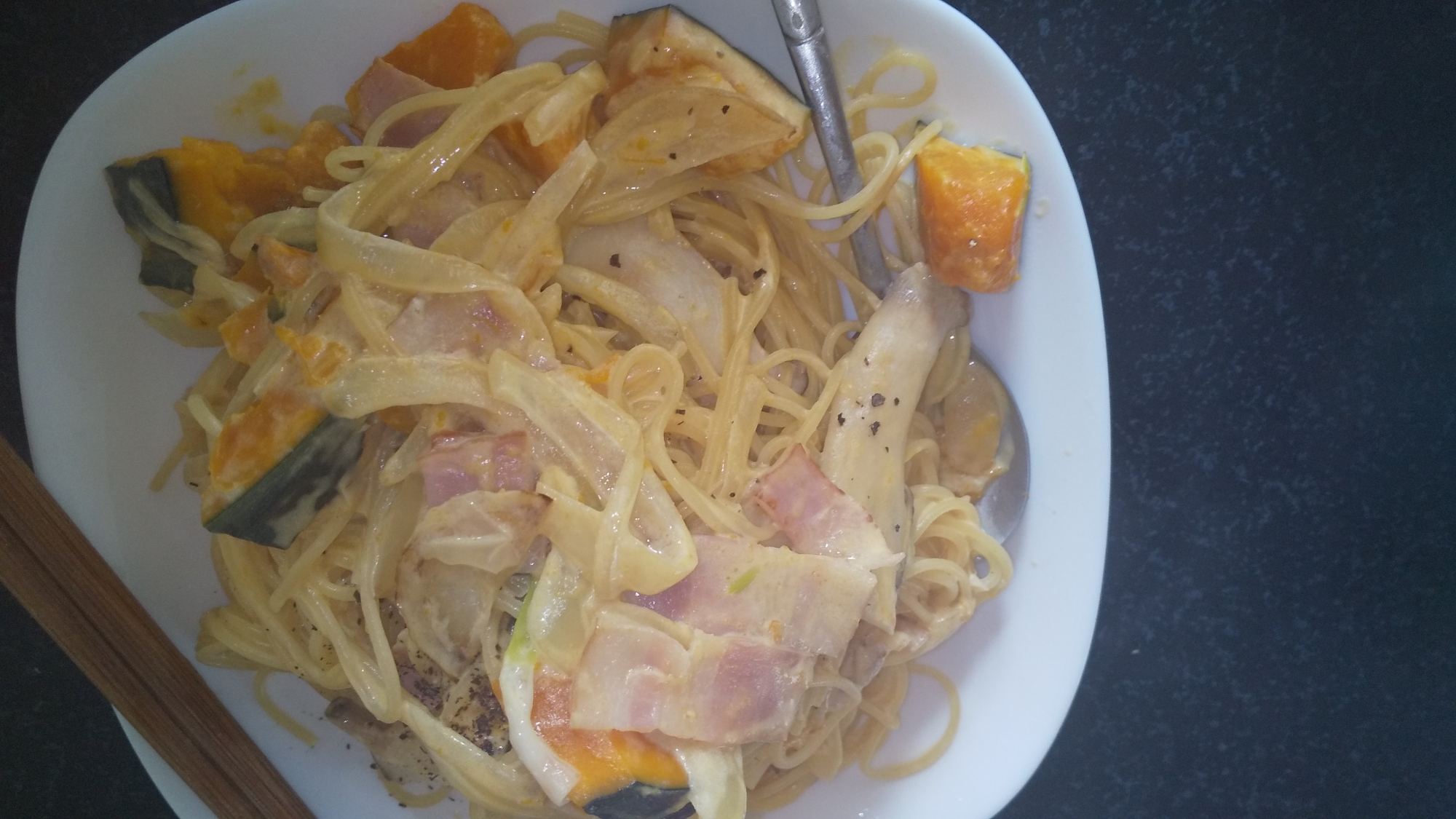 かぼちゃクリームパスタ