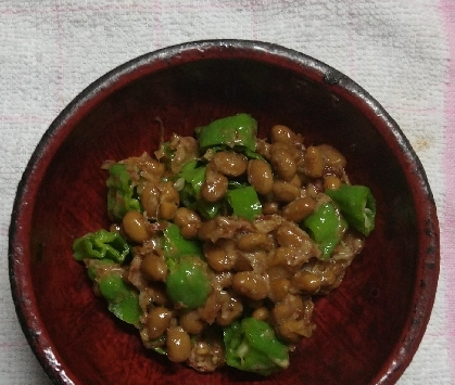シシトウと納豆の組み合わせは初めてです(*^^*)レシピありがとうございました。