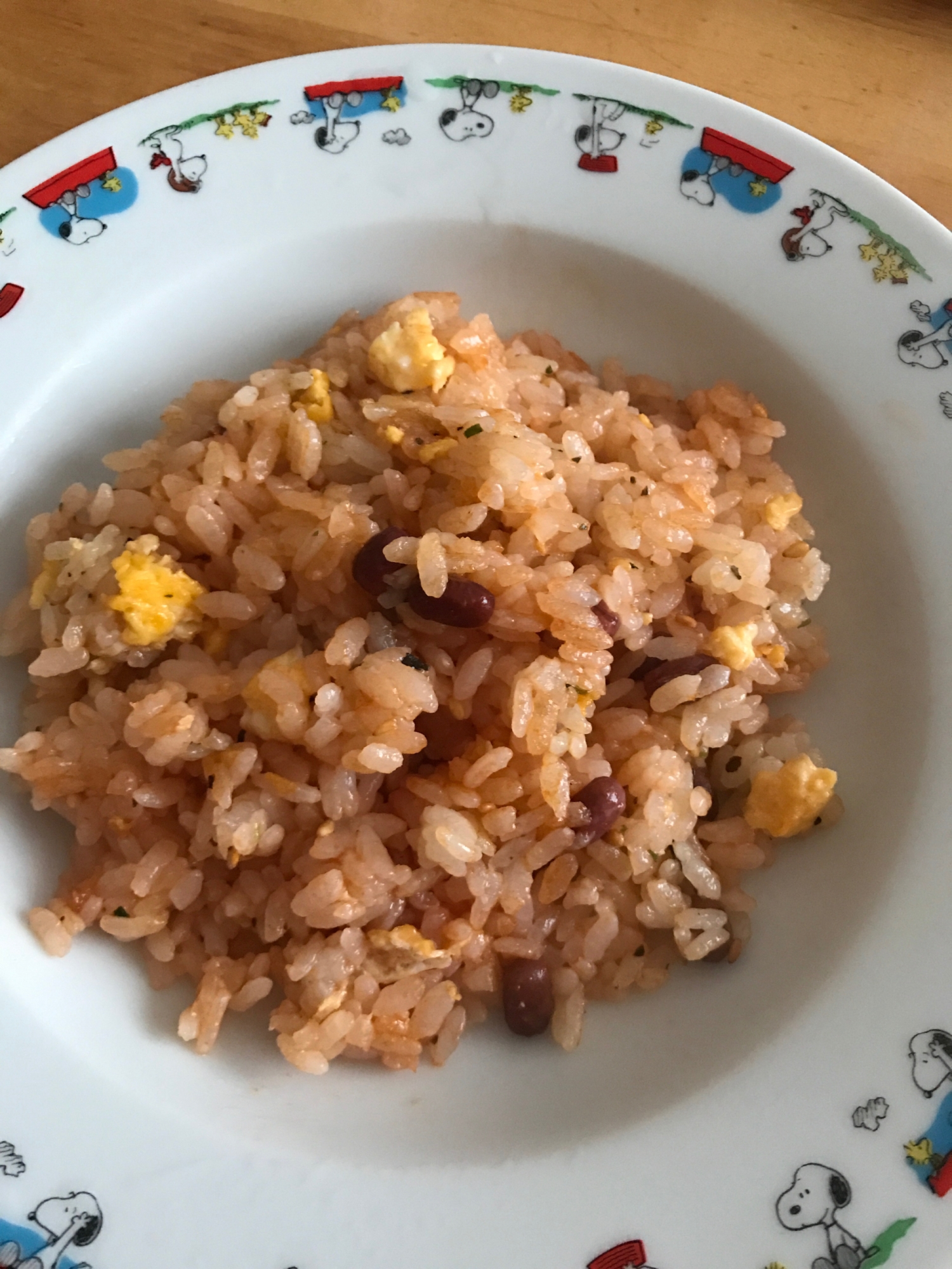 茹で小豆と卵のケチャップチャーハン