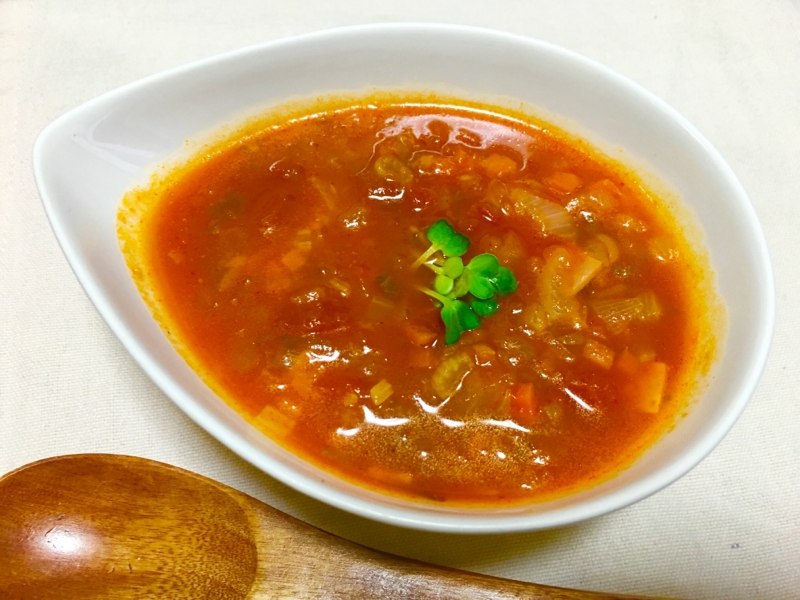 トマト缶で♪香味野菜たっぷりミネストローネ♡