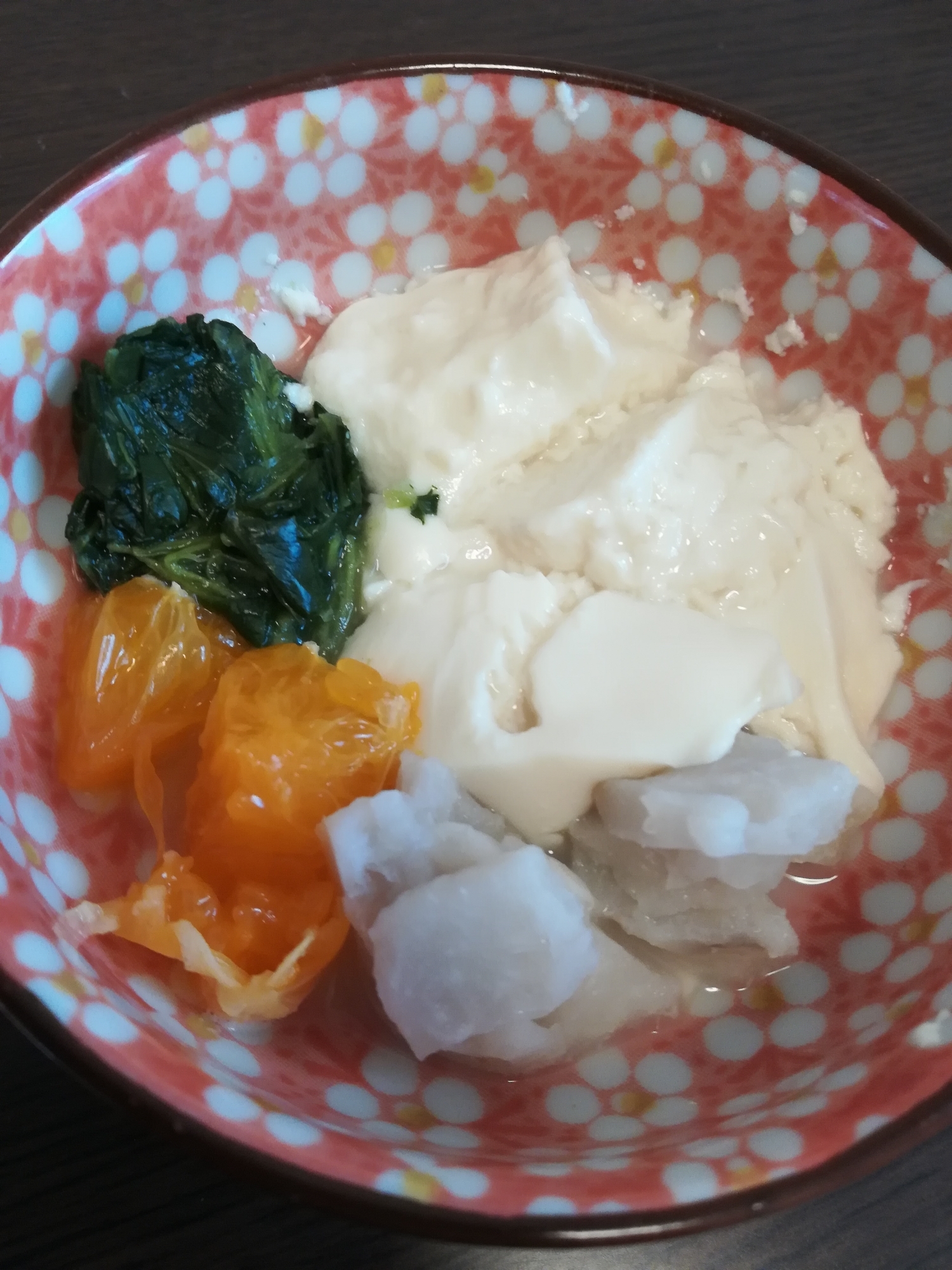 離乳食★小松菜と里芋豆腐のトマト煮