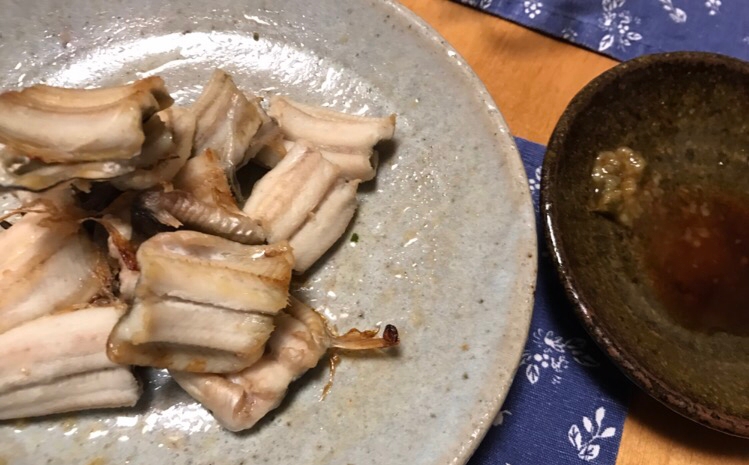 穴子の白焼き わさび醤油添え