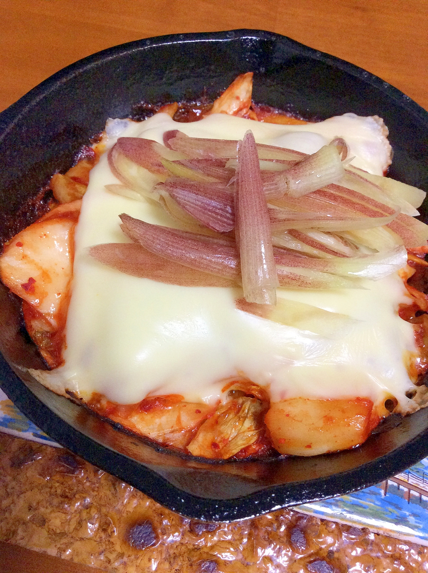 キムチチーズ焼きみょうが乗せ