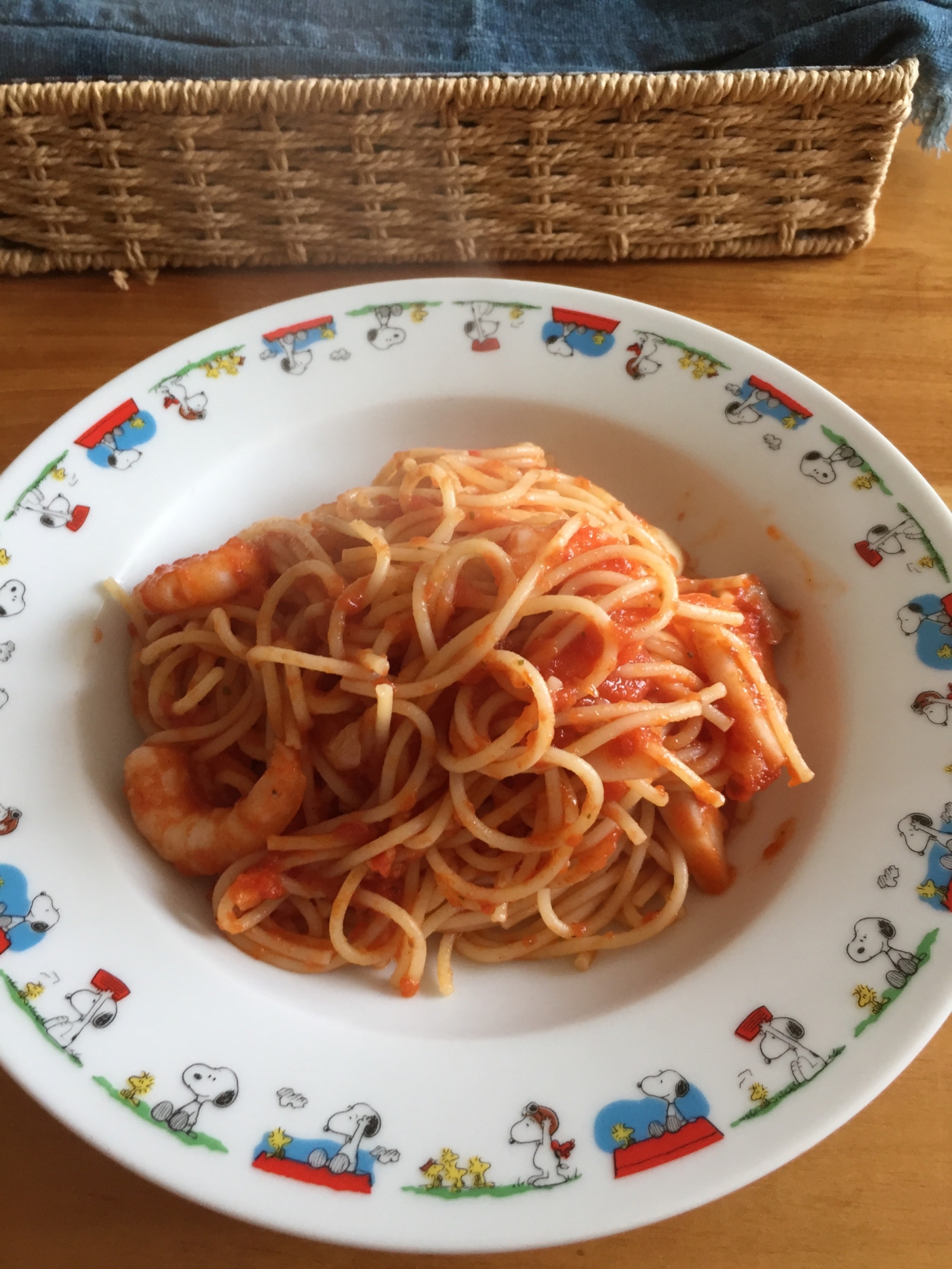 エビとレンコンのトマトパスタ