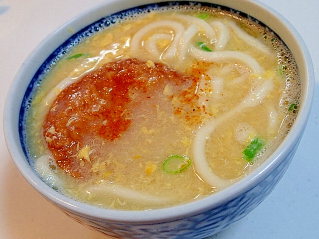 丸天と葱卵のとろみうどん♬