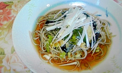 夏でもしっかり食べよう茄子とシラスの揚げ浸し蕎麦♪