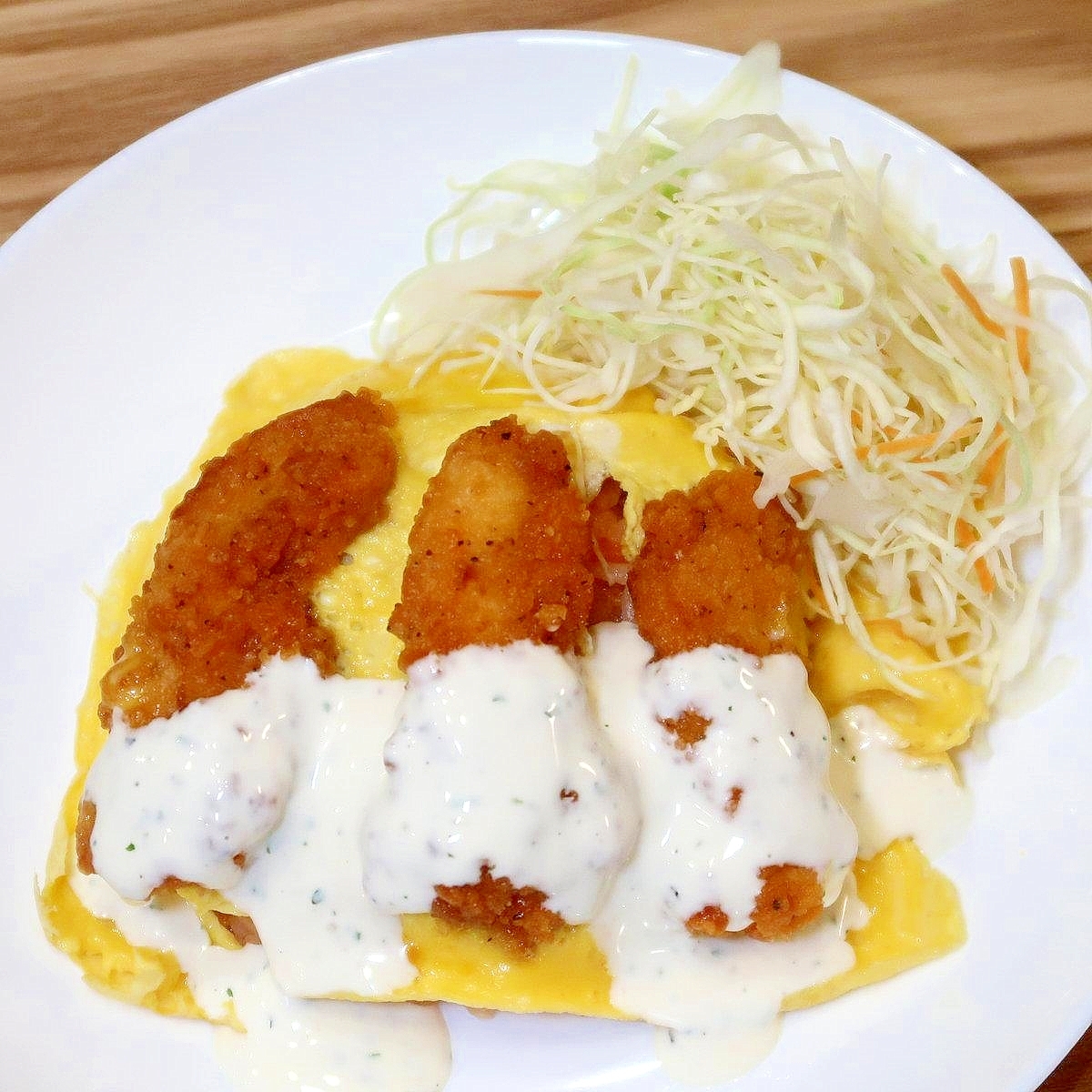 ケチャップライスと惣菜から揚げでハントンライス風