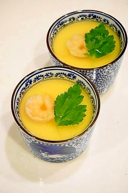 蒸し器が無くても～レンジでOK！海老餡かけ茶碗蒸し