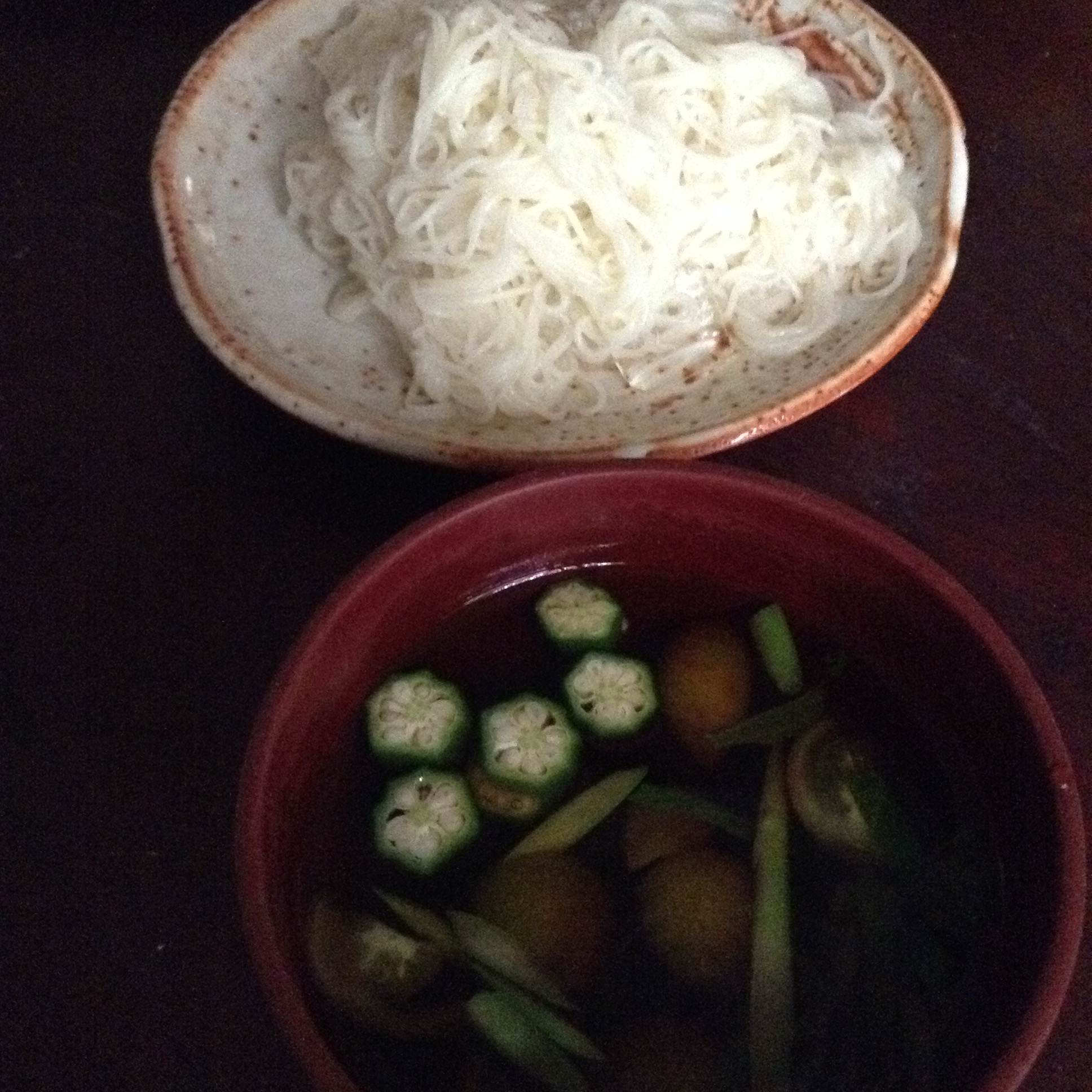 オクラとトマトとアスパラのそうめん