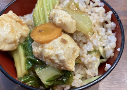 焼き豆腐と野菜でつくりました。