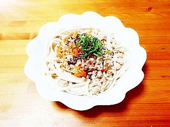 なますリメイク♪大葉と鶏そぼろの和風パスタ