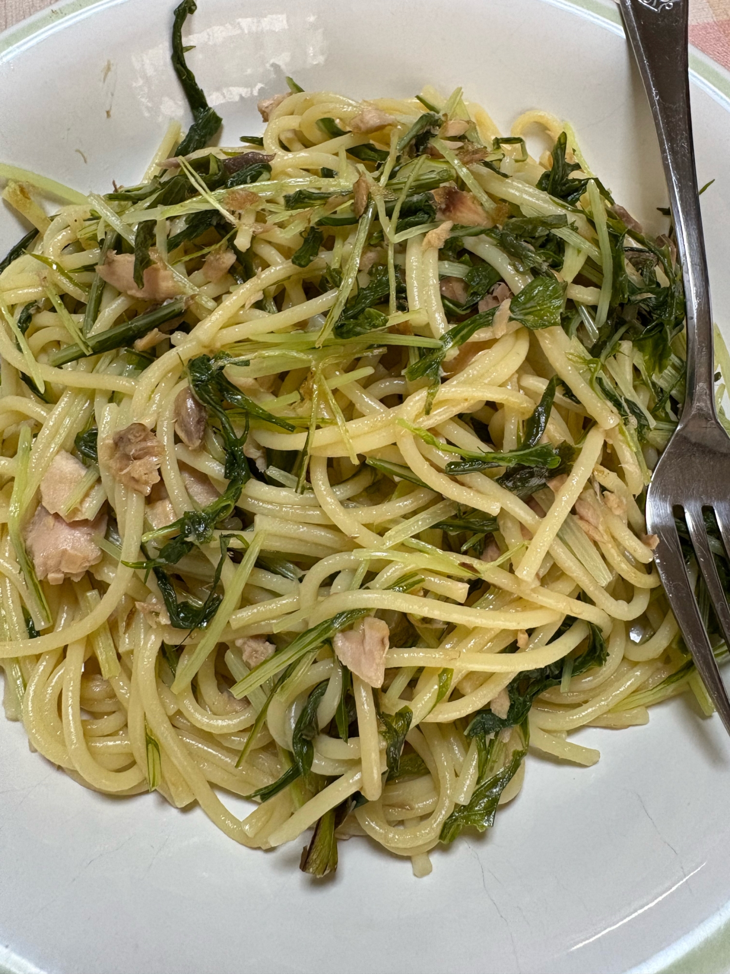 水菜とツナのパスタ