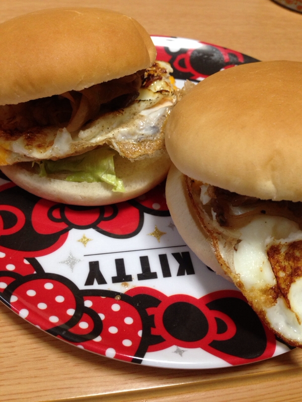 コストコのプルコギで作った月見バーガー