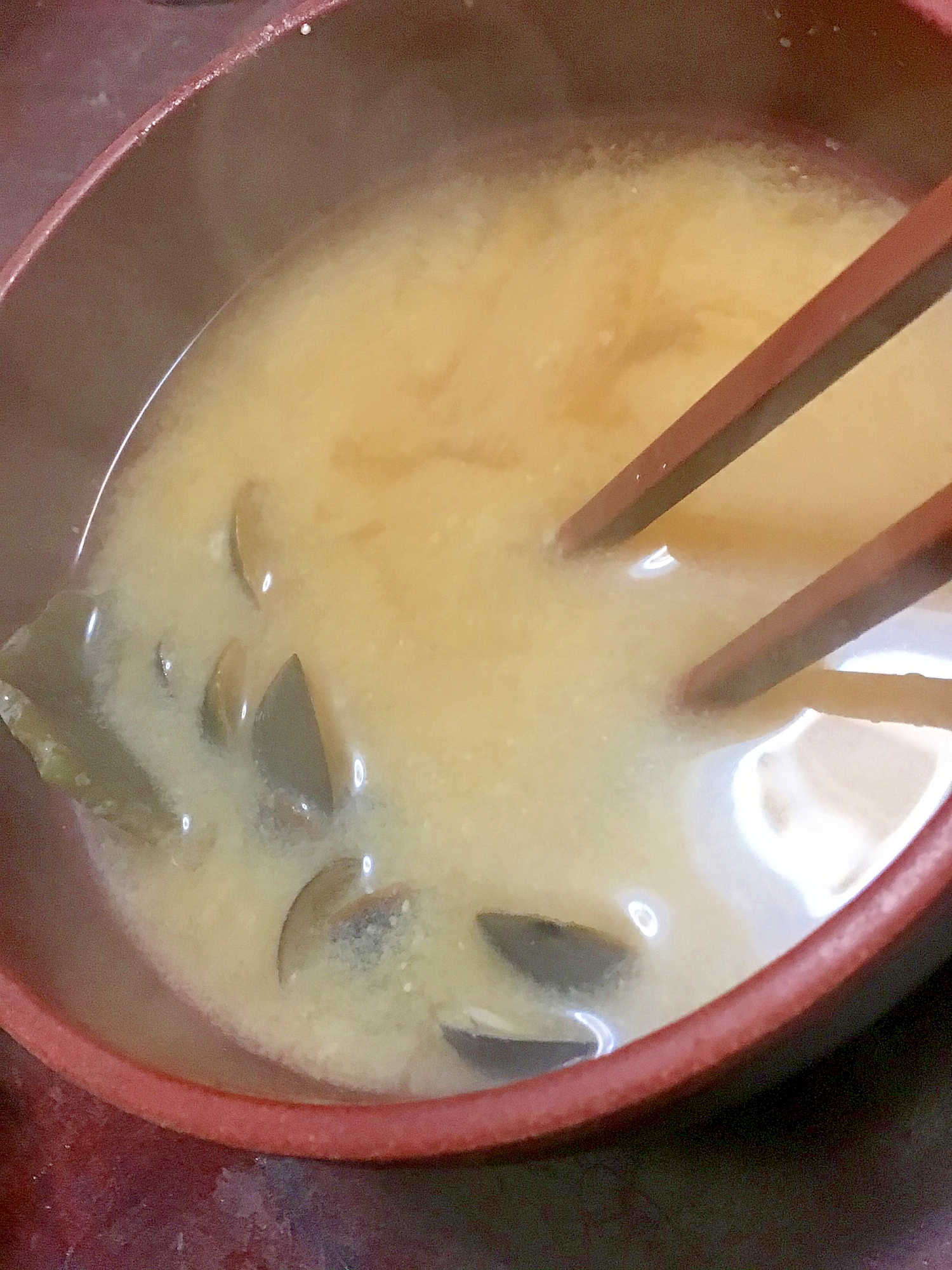 しじみの酒粕入り味噌汁。