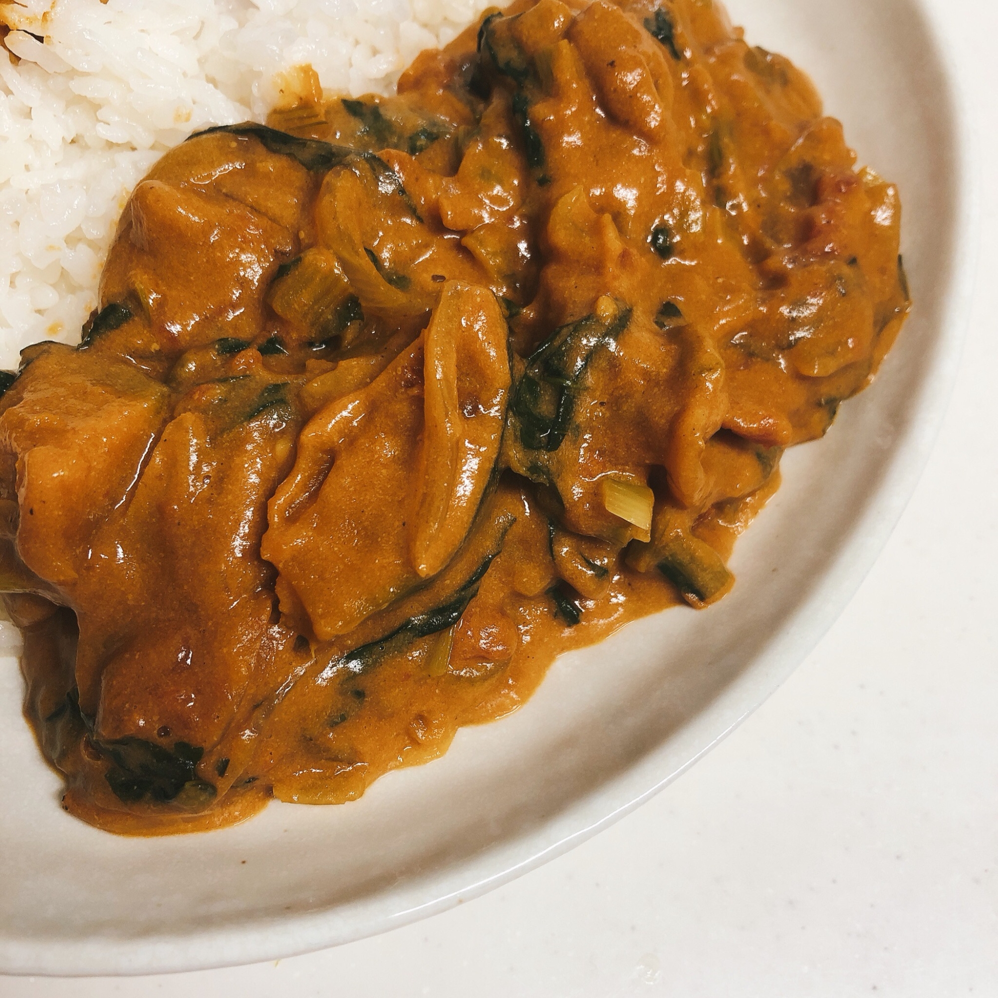 野菜たっぷり♪かぼちゃと小松菜のチキンカレー