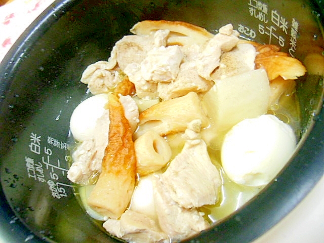 炊飯器ｄｅ❤大根と竹輪と鶏胸肉とゆで卵の煮物❤
