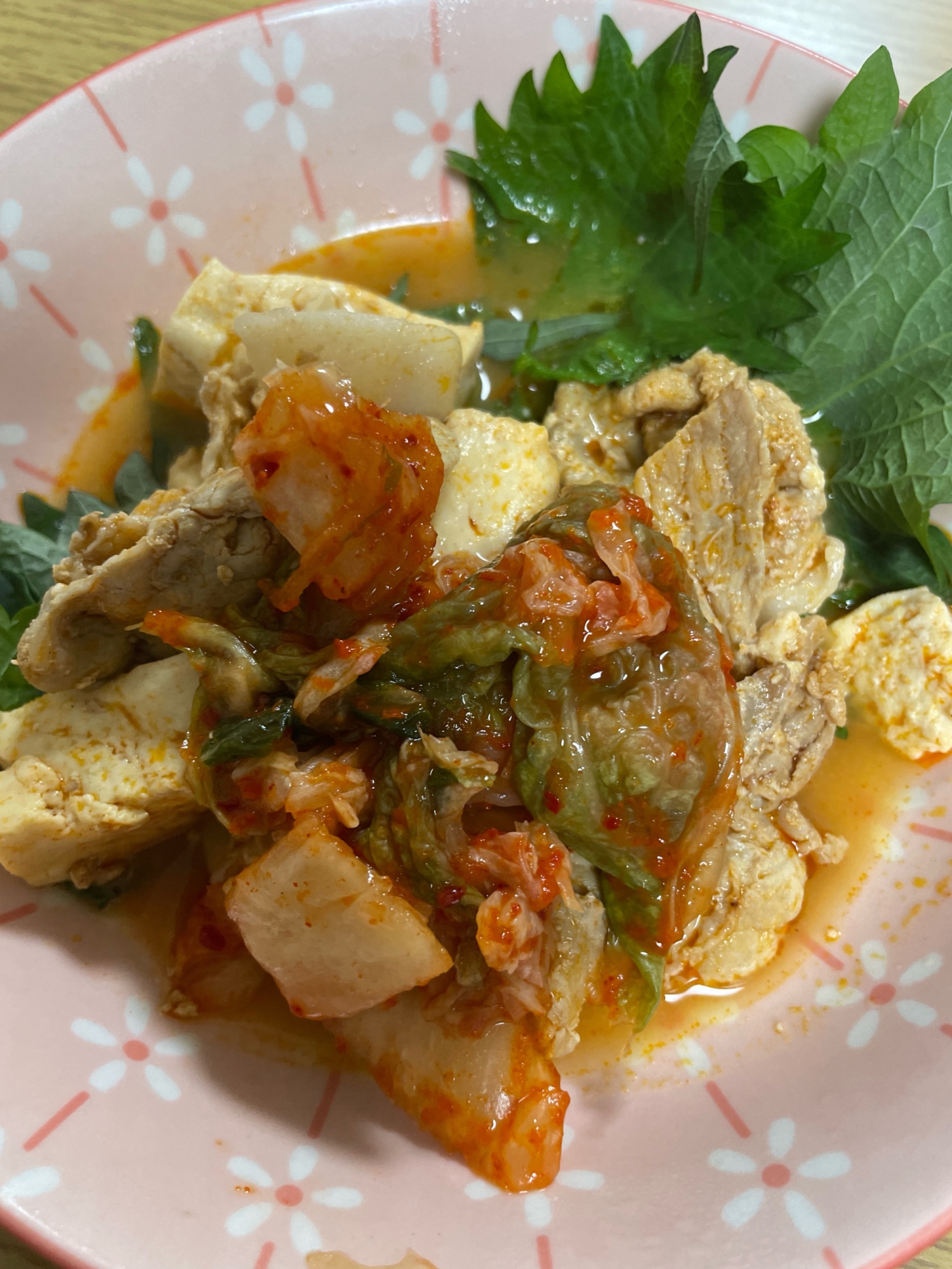 豚、豆腐、キムチの炒め煮