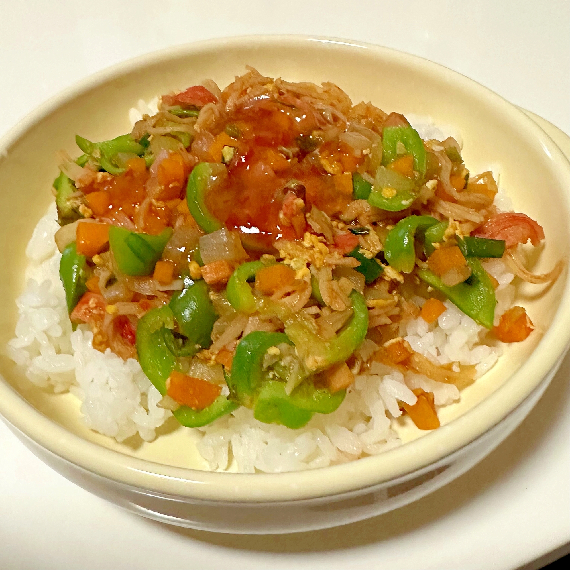 野菜とカニカマと卵の丼୨୧＊୨୧