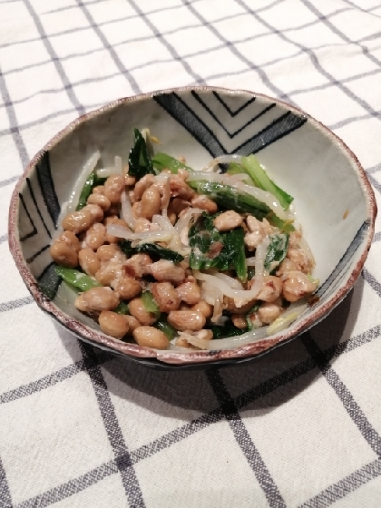 納豆の食べ方-小松菜＆もやし♪