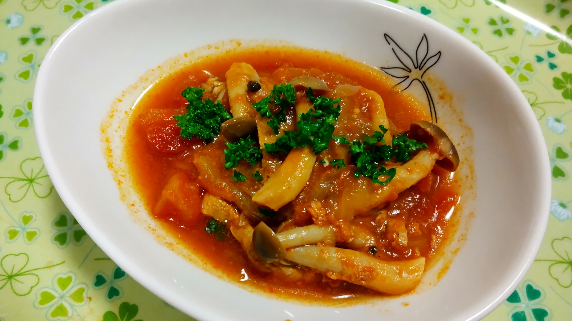 圧力鍋で♪豚ひれ肉としめじのトマト煮